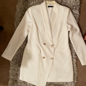 White Blazer dress with gold buttons